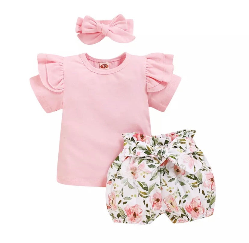 Pink Floral Set + Headband